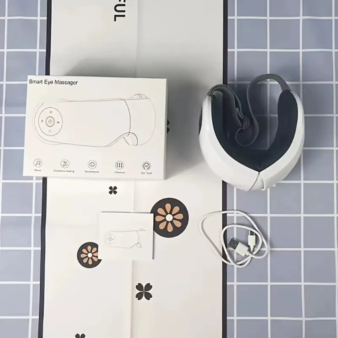 Rechargeable, Portable Eye Massager with Heat for Relaxation and Eye Care, Featuring 5 Modes to Reduce Eye Strain, Dark Circles,