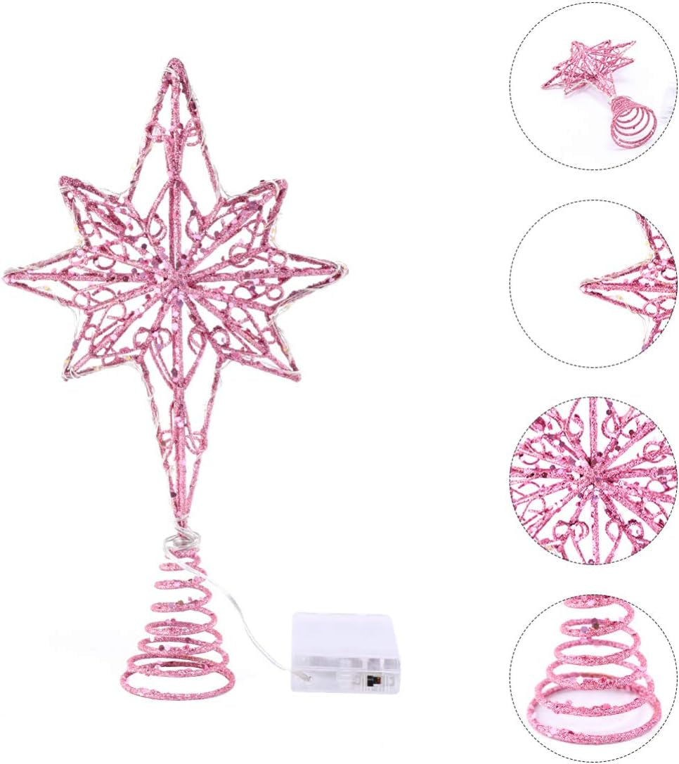 Eight Pointed Star Christmas Tree Topper with Lights Art Decoration for Holiday Trees Easy Installation for Festive Atmosphere Christmas Ornament