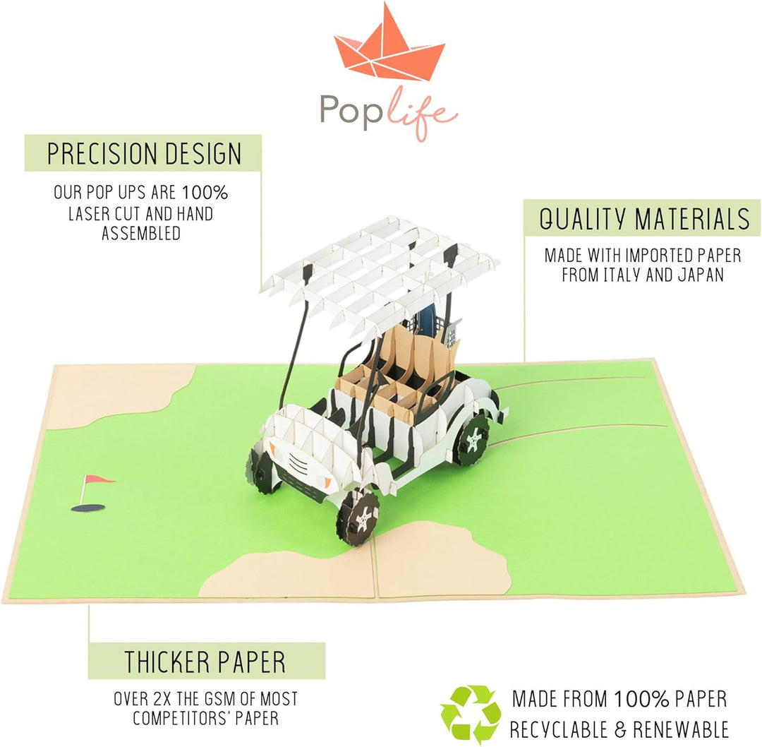 ® Golf Cart 3D Pop up Father’S Day Card - Happy Anniversary, Retirement Gift, Valentine'S Day Card for Him, Birthday - Golfing Gift for Husband, Card for Golfers - for Son, Father, Grandpa