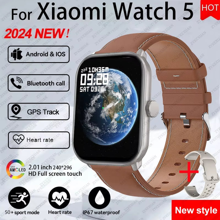 For Xiaomi Watch 5 Global Version Men Women HD AMOLED Screen Heart Rate Bluetooth Call GPS Track Waterproof Sports Smart Watch