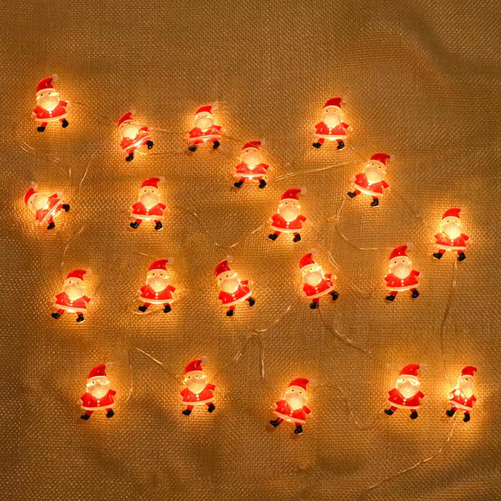 2M Christmas Santa Claus Snowflake LED Light String Garland Xmas Tree Fairy Light Christmas Decoration for Home New Year Navidad