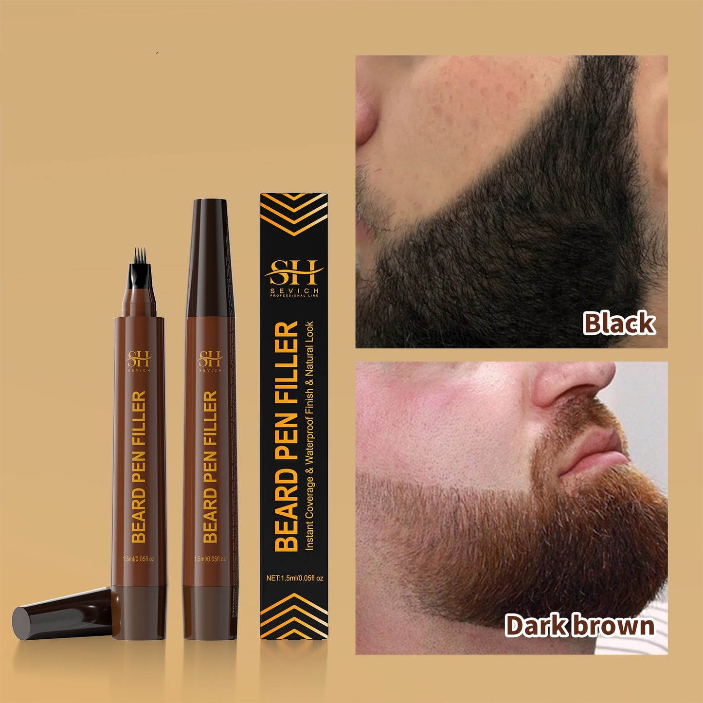 Men's Waterproof Beard & Hairline Filler Pen | Sweatproof Patchy Beard Concealer