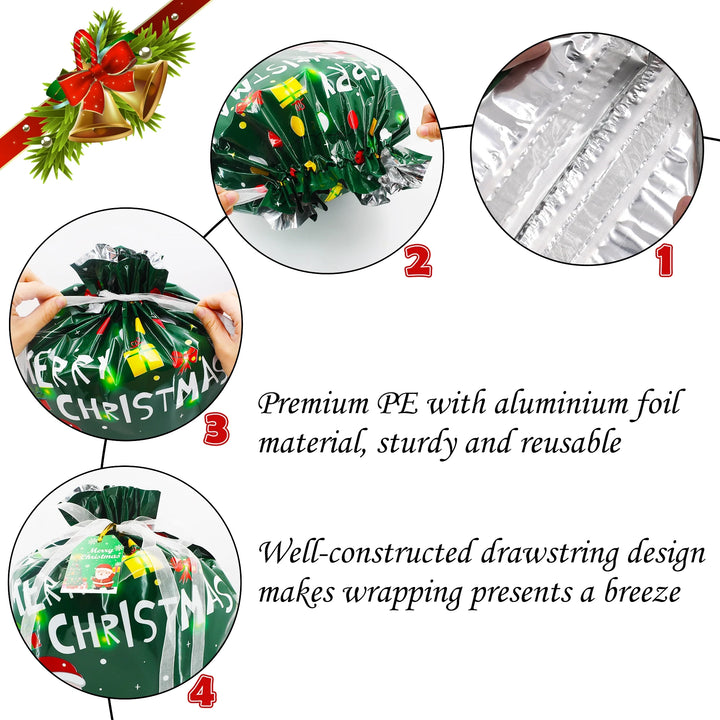 30PCS Christmas Drawstring Gift Bags of Assorted Sizes , Holiday Gift Bags with Drawstrings for Xmas Party Favors