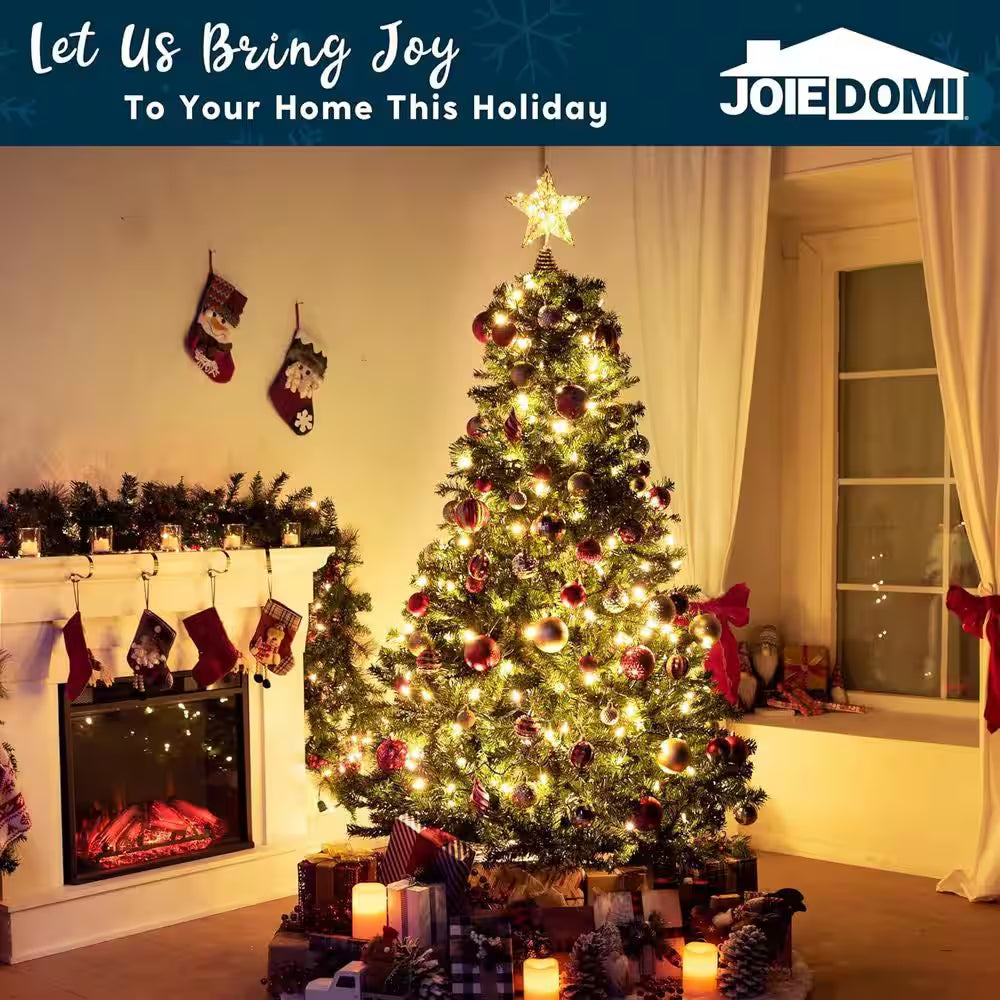 9 in Gold Glitter Star Tree Topper Metal Hallow Tree Star Lighted for Christmas Tree Decorations