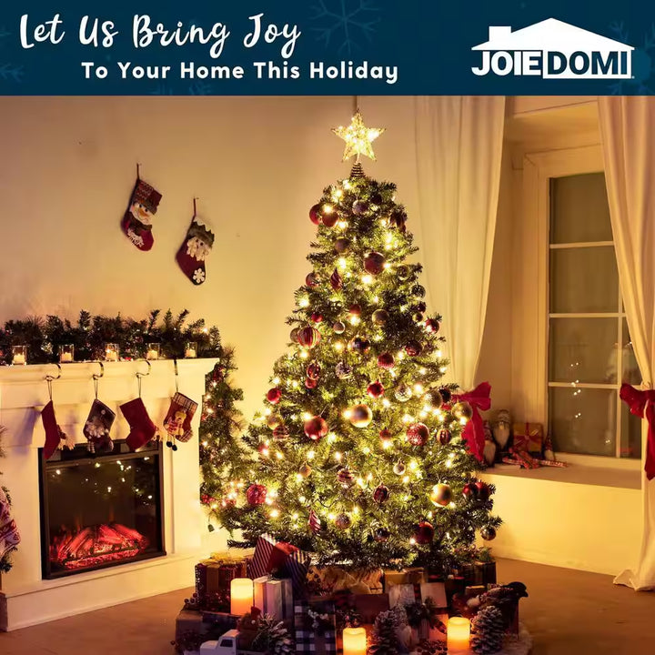 9 in Gold Glitter Star Tree Topper Metal Hallow Tree Star Lighted for Christmas Tree Decorations