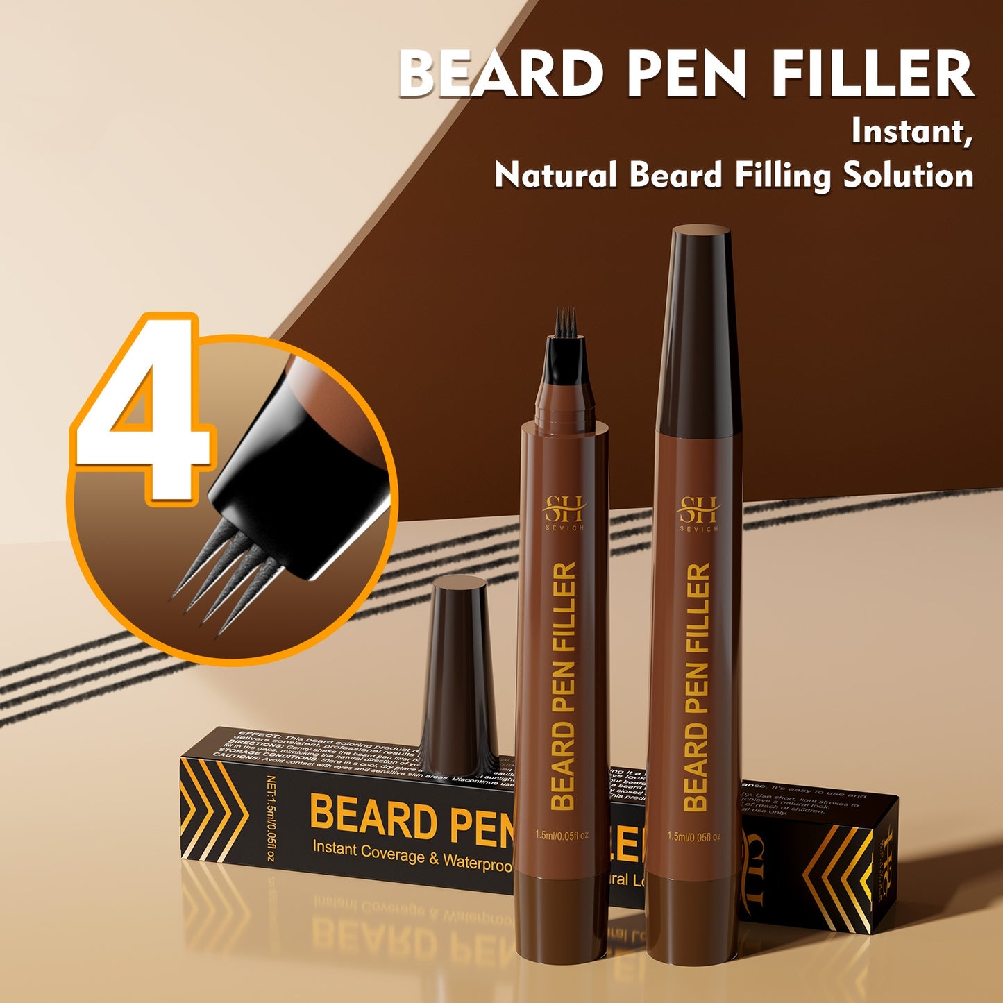Men's Waterproof Beard & Hairline Filler Pen | Sweatproof Patchy Beard Concealer