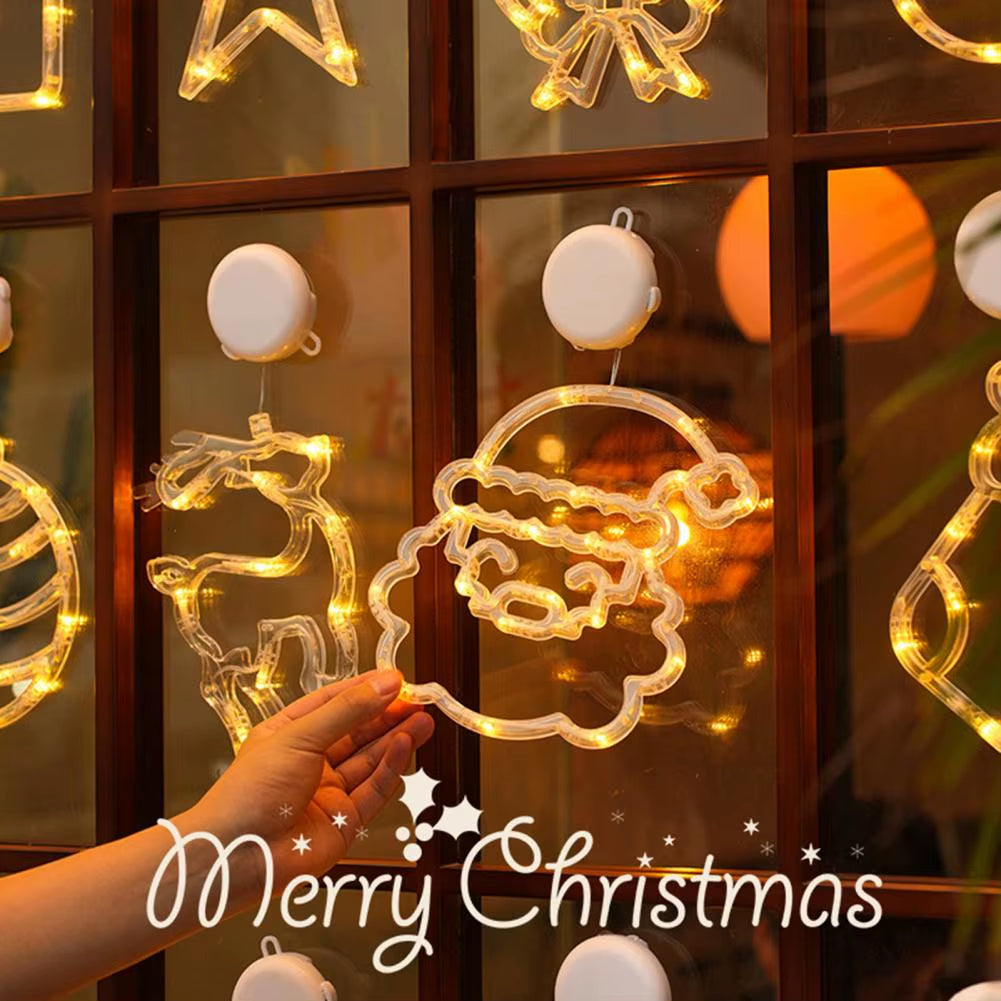 Christmas Led String Lights Easy to Hang Christmas Ornaments Festive Christmas Window Curtain Lights with Snowflakes for Indoor