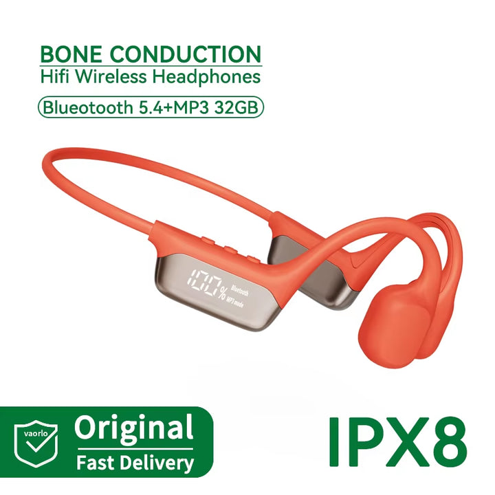 #IPX8 Waterproof Bone Conduction Wireless Headphone Bluetooth 5.4+32GB RAM MP3 Player HIFI Music Sport Swimming Headset with Mic