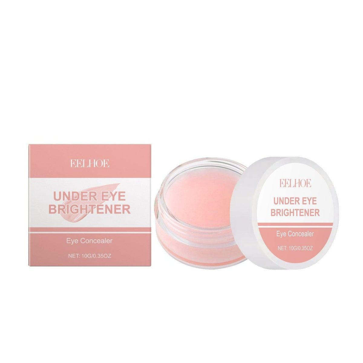 EELHOE under eye brightener cream in a pink cosmetic jar