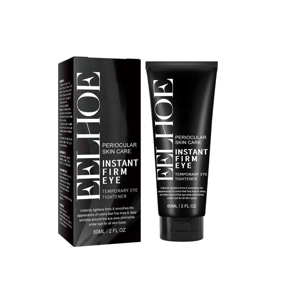 EELHOE instant firming eye cream in black tube with matching carton