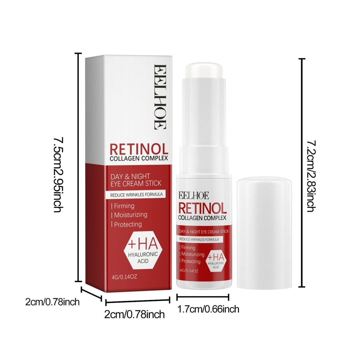 EELHOE retinol eye cream stick 4g product dimensions and packaging