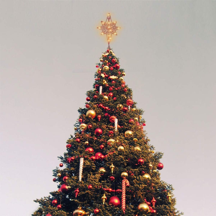 Eight Pointed Star Christmas Tree Topper with Lights Art Decoration for Holiday Trees Easy Installation for Festive Atmosphere Christmas Ornament