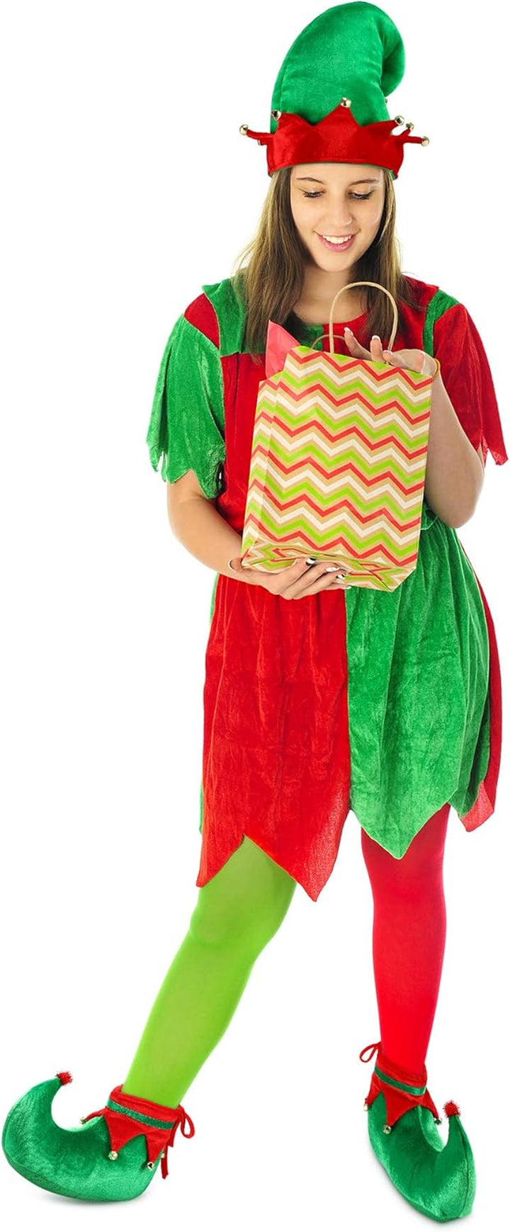 Christmas Santa Elf Shoes and Hat Christmas Red and Green Costume Accessory Set