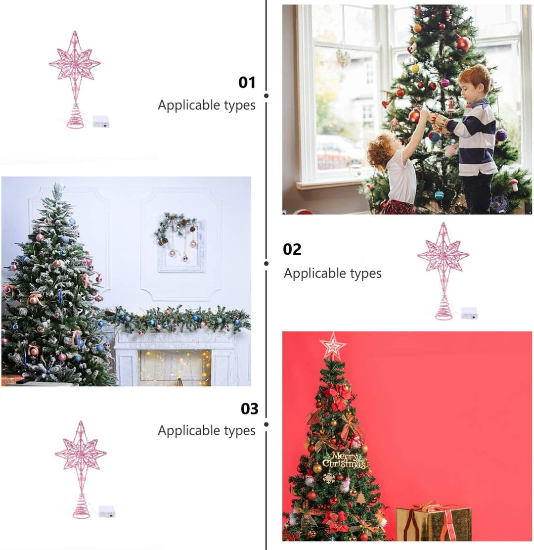 Eight Pointed Star Christmas Tree Topper with Lights Art Decoration for Holiday Trees Easy Installation for Festive Atmosphere Christmas Ornament