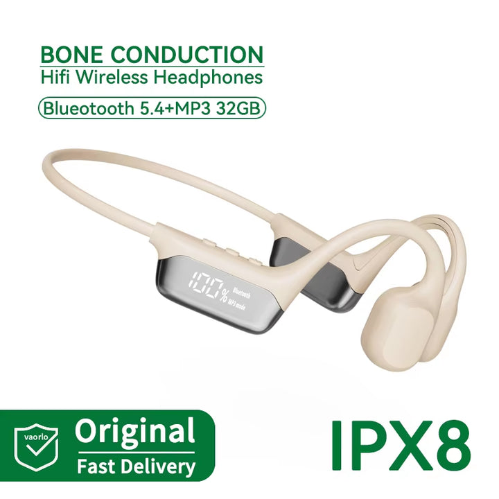#IPX8 Waterproof Bone Conduction Wireless Headphone Bluetooth 5.4+32GB RAM MP3 Player HIFI Music Sport Swimming Headset with Mic