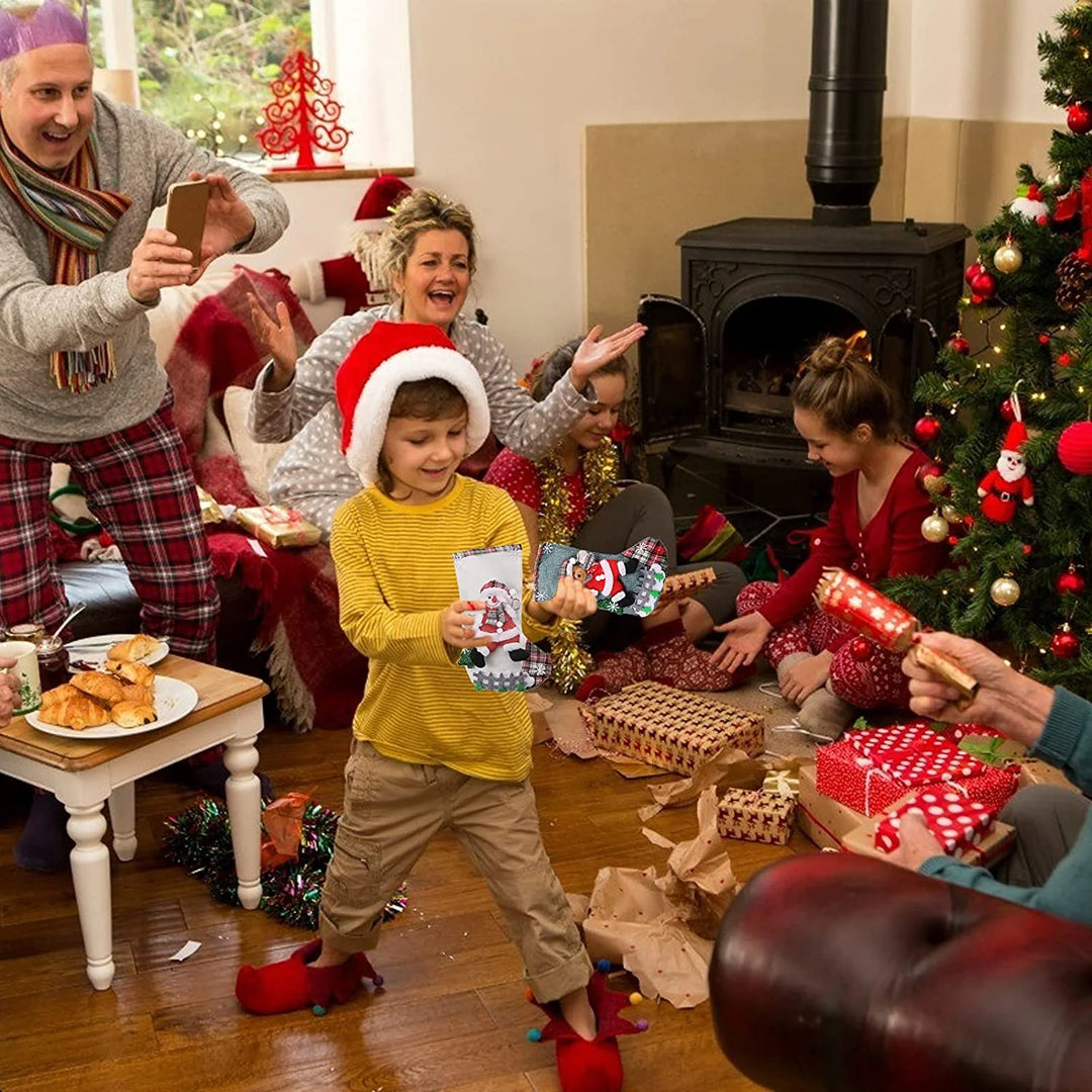 4 Packs Christmas Stockings 18 Inch Sets Stocking Santa Snowman Reindeer Bear 3D Plush Xmas Decor Family Holiday Party Ornament