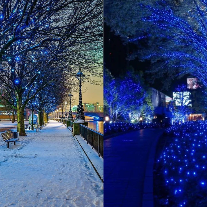 Upgrade Solar String Lights for outside 2 Pack Total 180FT 500LED String Lights Outdoor with 8 Modes, IP65 Waterproof Outdoor Solar Twinkle Lights, Garden Tree Party Christmas Decorations, Blue