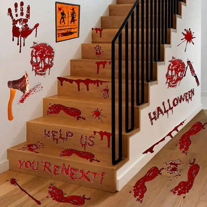 Halloween bathroom decor bloody handprint window clings