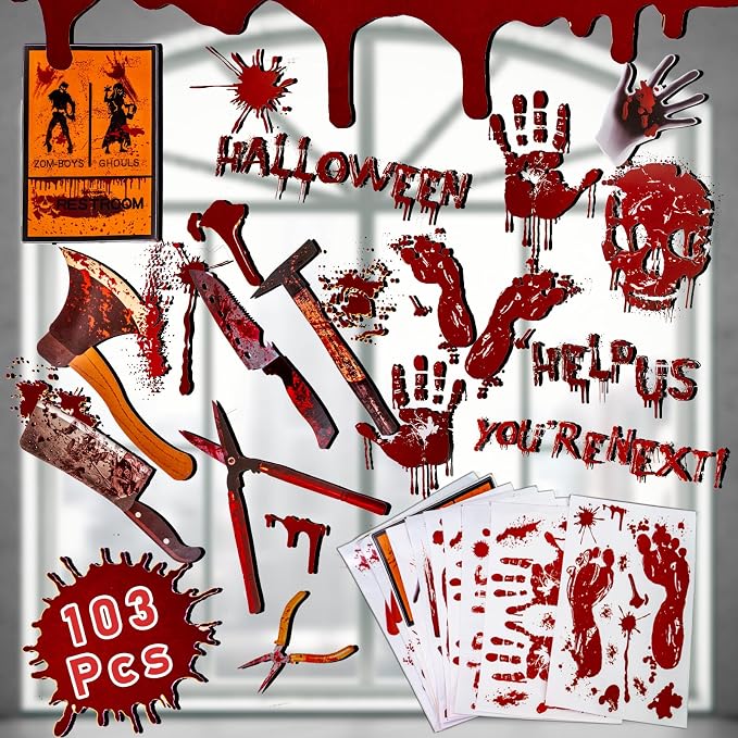 Spooky Halloween decorations horror window clings