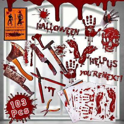 Spooky Halloween decorations horror window clings