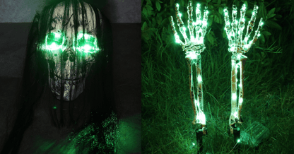 Halloween skeleton hand and skull outdoor decoration