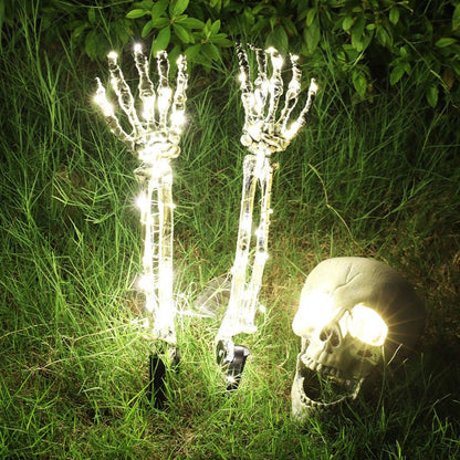Light up skeleton hands for outdoor Halloween decorations