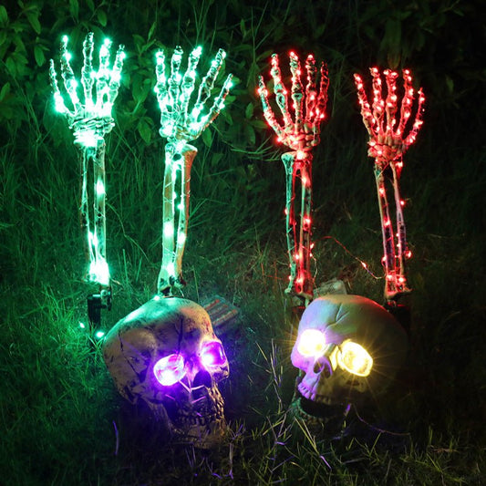 Halloween outdoor decorations LED skeleton hands and skull