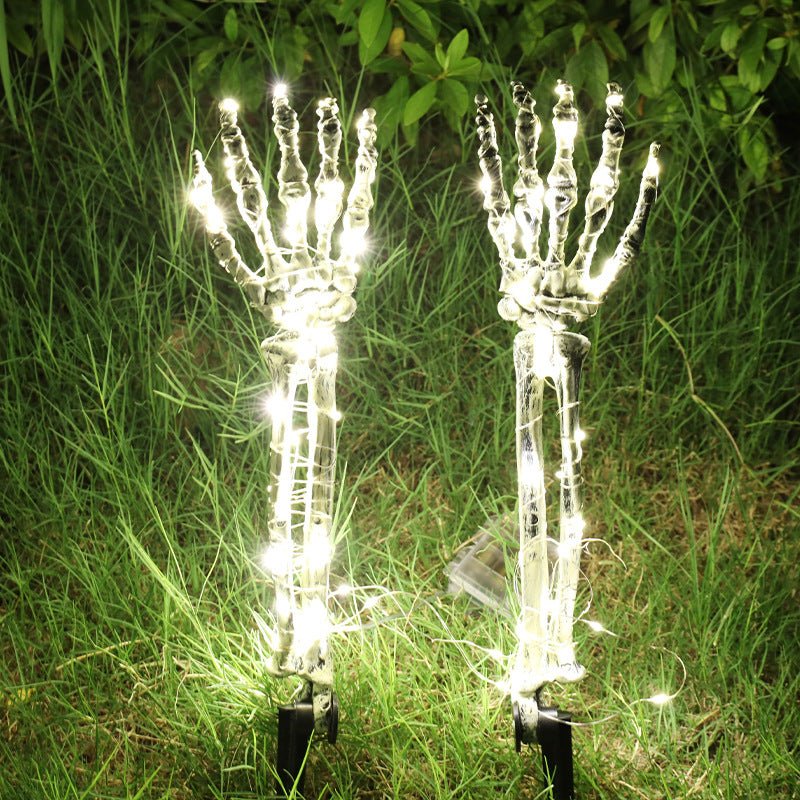 Halloween skeleton hand decoration with green LED lights