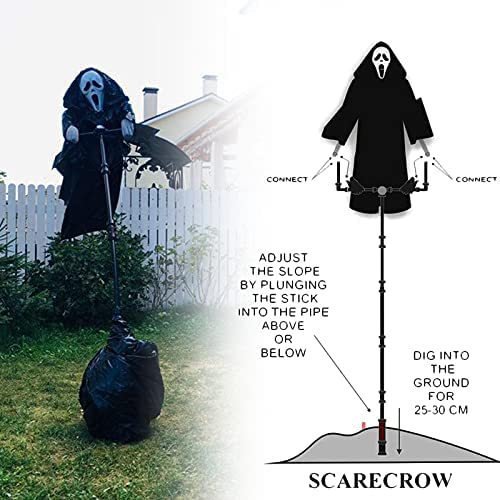 Halloween yard decoration ground mounted skull scarecrow