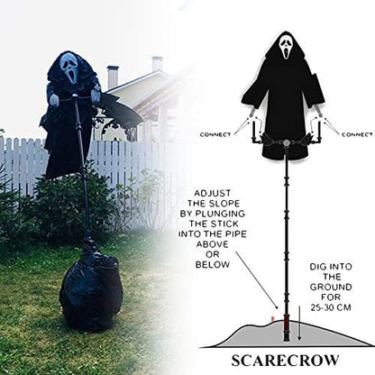 Halloween yard decoration ground mounted skull scarecrow