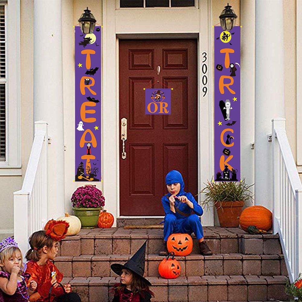 Halloween outdoor door banner with Trick or Treat design