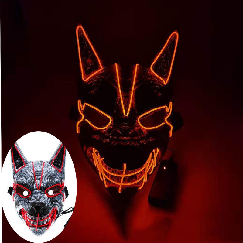LED halloween mask with red illuminated face design