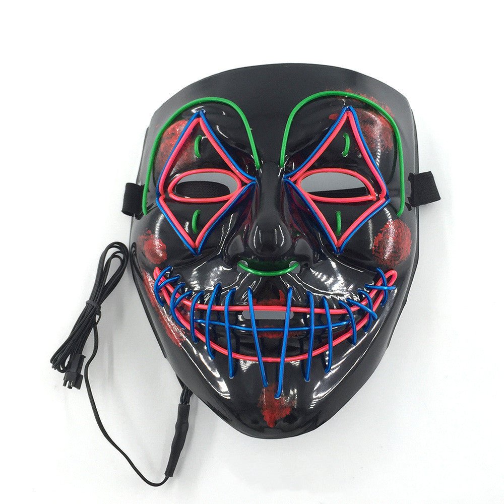 LED halloween mask glowing in the dark