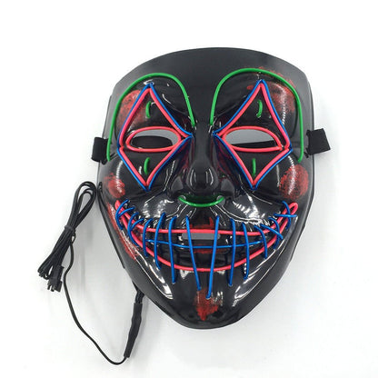 LED halloween mask glowing in the dark