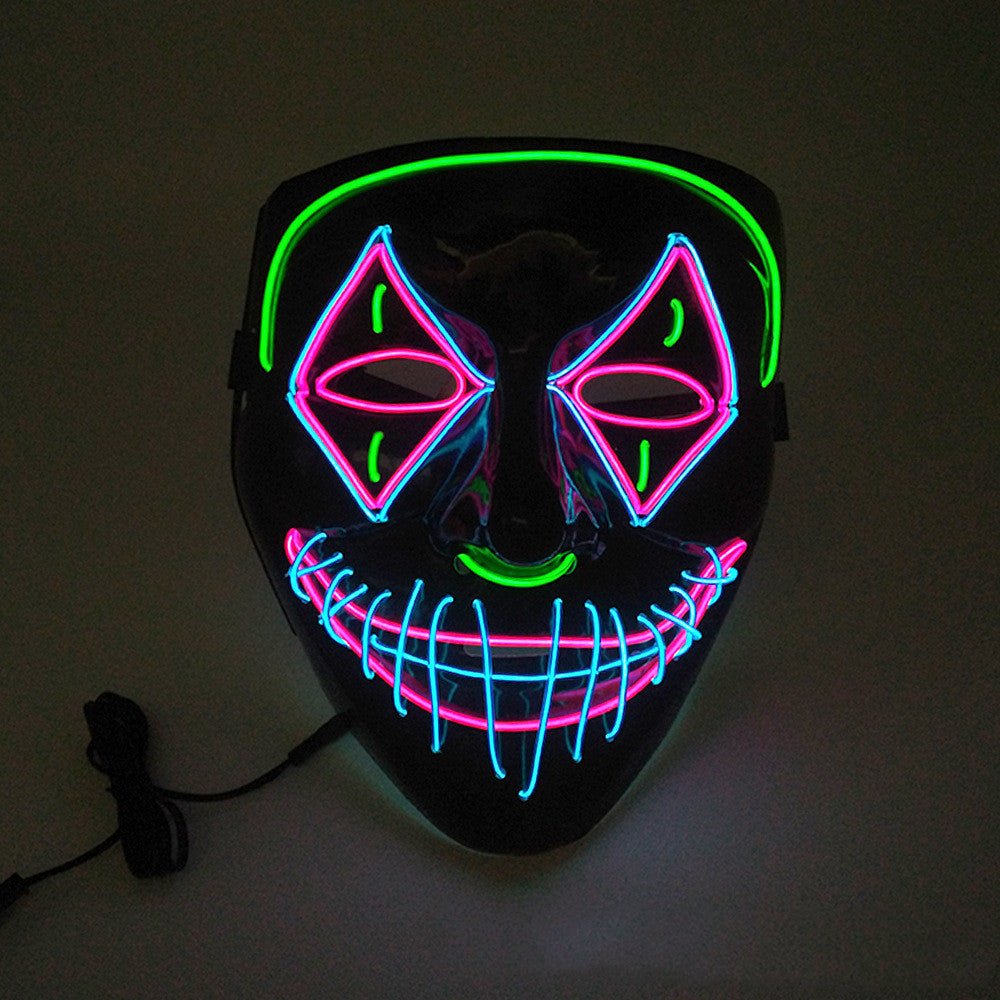 Halloween face mask with illuminated glowing pattern
