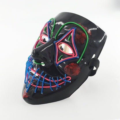 LED halloween mask glowing in the dark