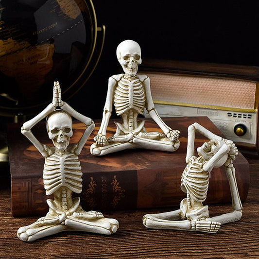 Halloween ornaments skeleton yoga desktop decoration