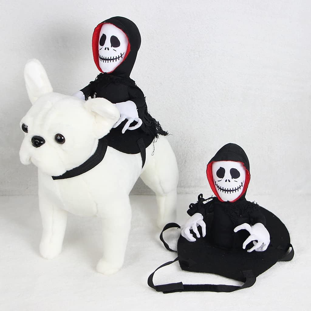 Black Halloween pet costume with white hands