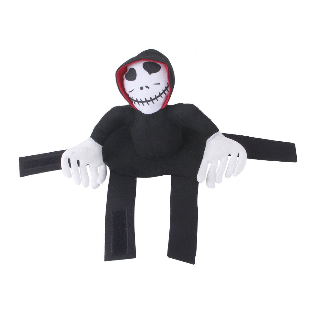 Spooky Halloween pet costume with skull face