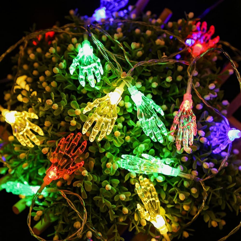 Halloween string lights with LED ghost hand lights