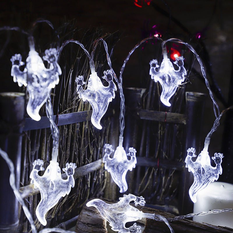 Halloween outdoor lights with ghost hand decorations