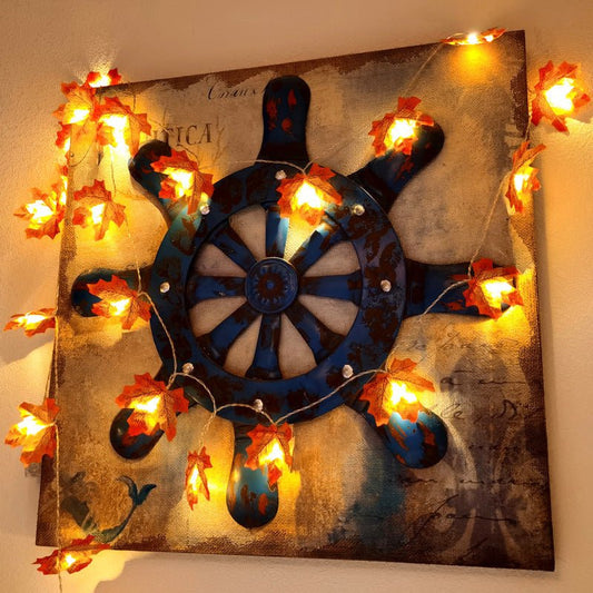 Halloween string lights with LED maple leaf lights