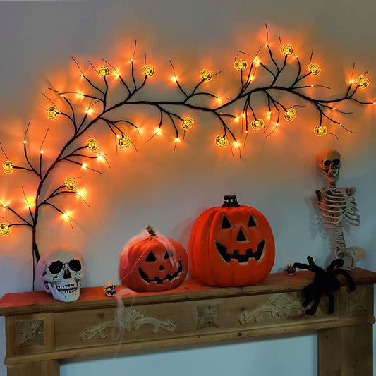 Halloween string lights with LED pumpkin vine decoration