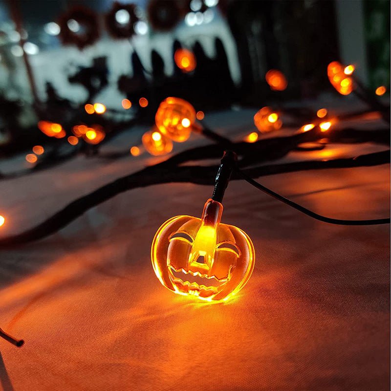 LED pumpkin lights on Halloween willow vine decoration