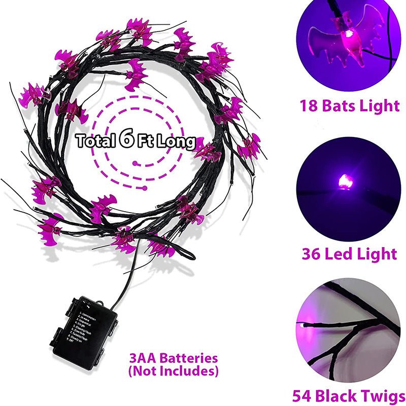 LED pumpkin lights on Halloween willow vine decoration