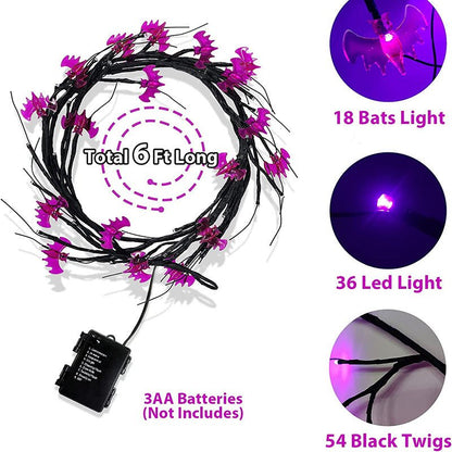 LED pumpkin lights on Halloween willow vine decoration
