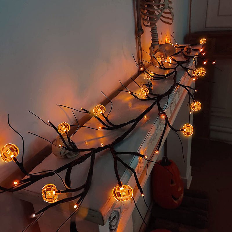 LED bat Halloween lights on decorative willow vine