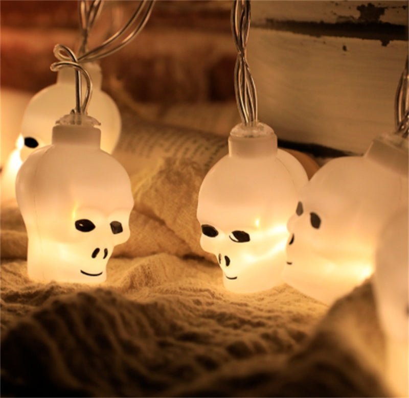 Halloween string lights with glowing ghost decorations