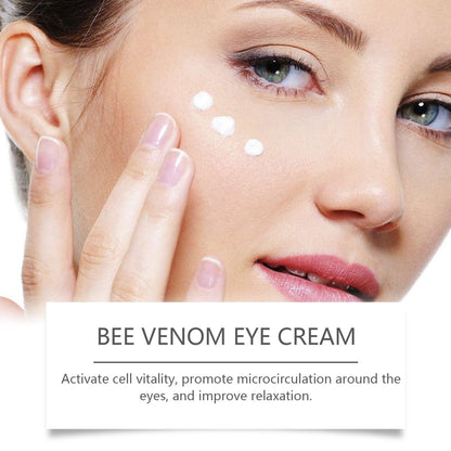Hoygi bee venom eye cream applied around the under-eye area for daily skincare