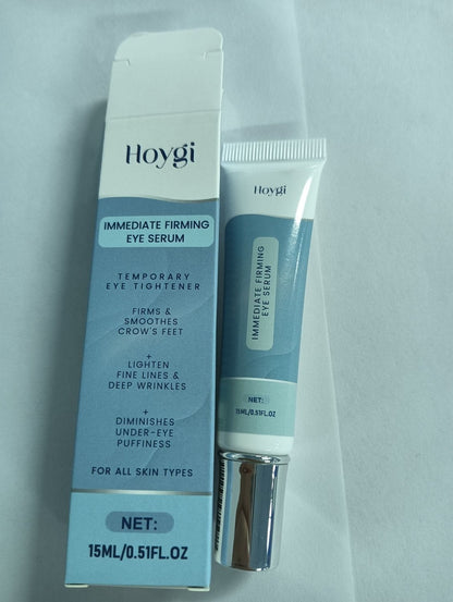 HOYGI temporary eye tightener 15ml immediate firming eye serum with blue and white packaging